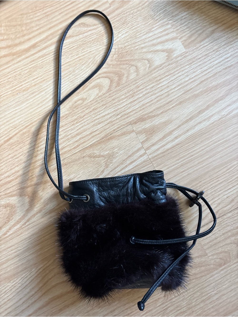 Recycled real Fur and real leather  Crossbody Bag